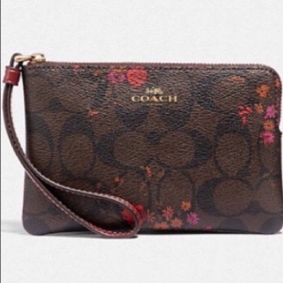 Coach Handbags - NWT COACH Wristlet Brown Metic Currant Floral